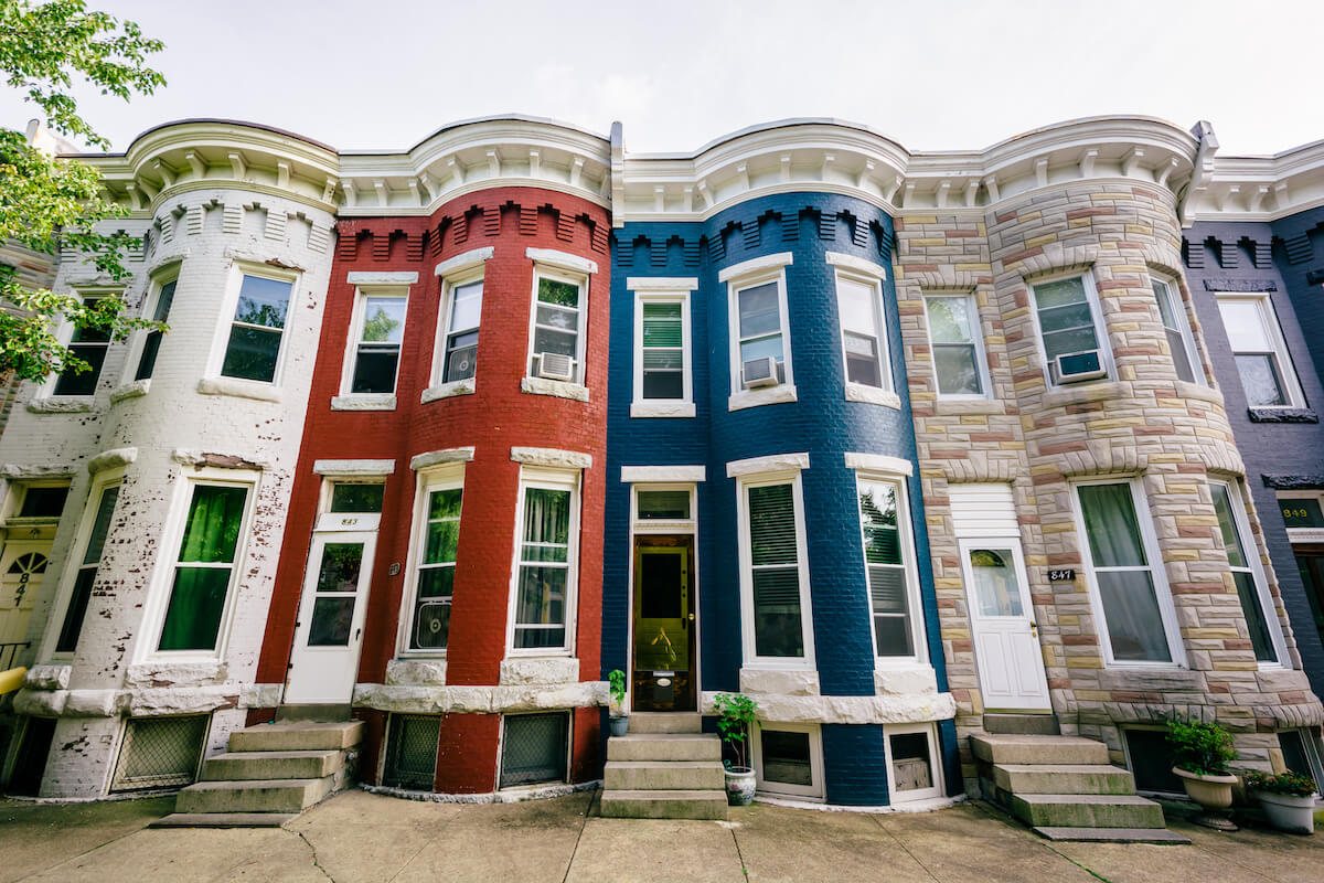 Colorful Row Houses in Hampden, Baltimore, MD